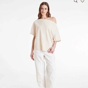 Nuuds Cream Asymmetrical Relaxed T-Shirt